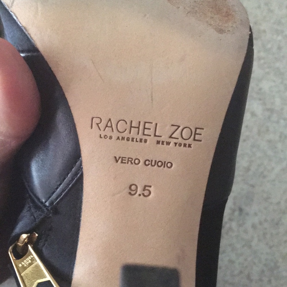 RACHEL ZOE REAL LEATHER N SATIN LEATHER SOLED BADAZZ STILETTO BOOTIES SI… - Picture 11 of 12